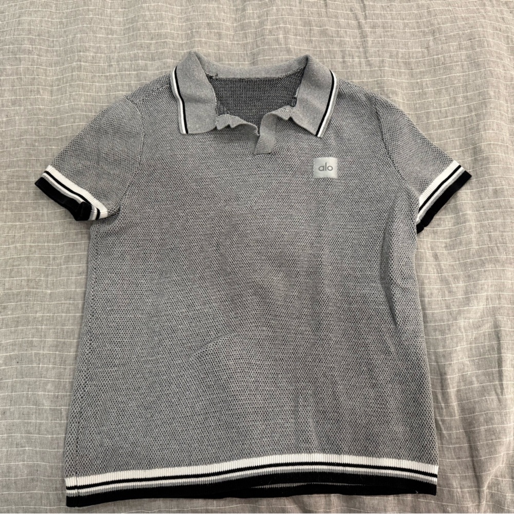 ALO Yoga Black and White Polo Shirt